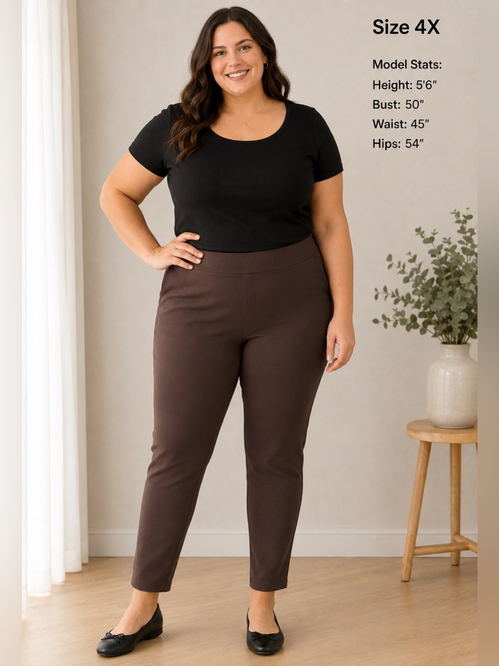 Pure Jill Affinity Slim-Leg Pants in Chocolate